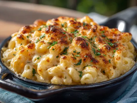 Amerikansk Mac and Cheese – fotograferad ovanifrån