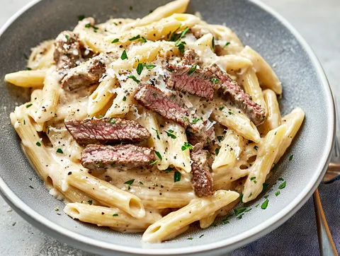 Krämig oxfilépasta – fotograferad ovanifrån