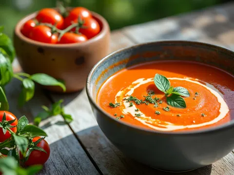Krämig Tomatsoppa – fotograferad ovanifrån