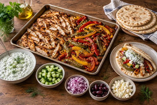 Kycklingpitor med tzatziki från plåten