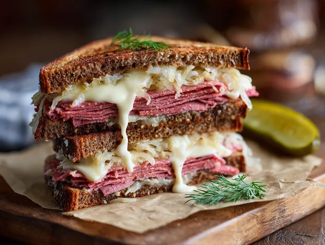 Reuben Sandwich med Pastrami och Surkål