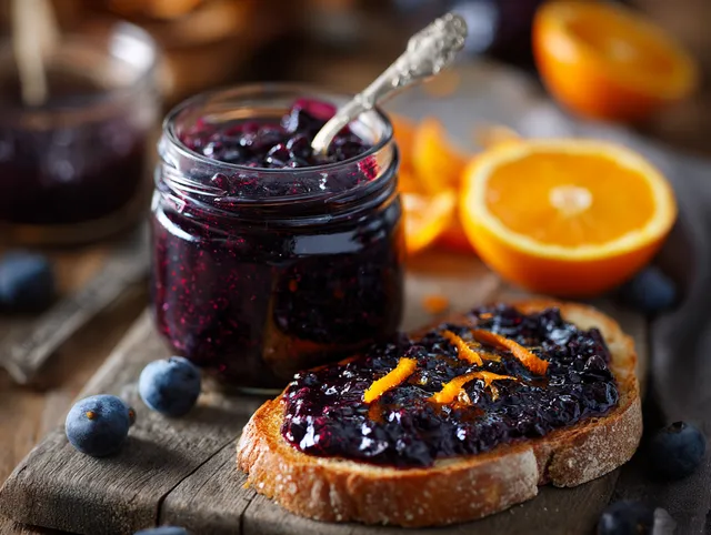 Slånbärssylt med apelsinskal